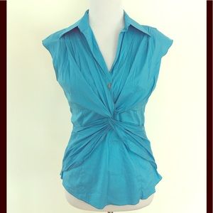 Trina Turk Rouched Fitted Blouse Top S/S